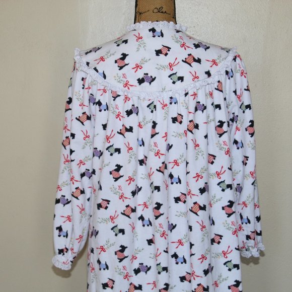 Lanz of Salzburg Scottie Dog Cotton Flannel Long Nightgown Women's Small - Picture 7 of 10